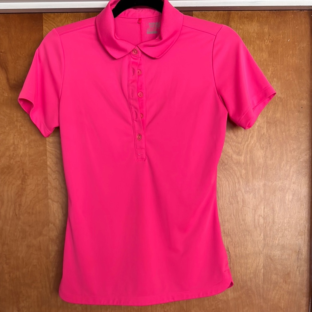 Nike Pink Polo Shirt Fitted Short Sleeve